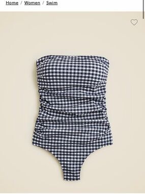 Navy and White Gingham One-Piece Swimsuit